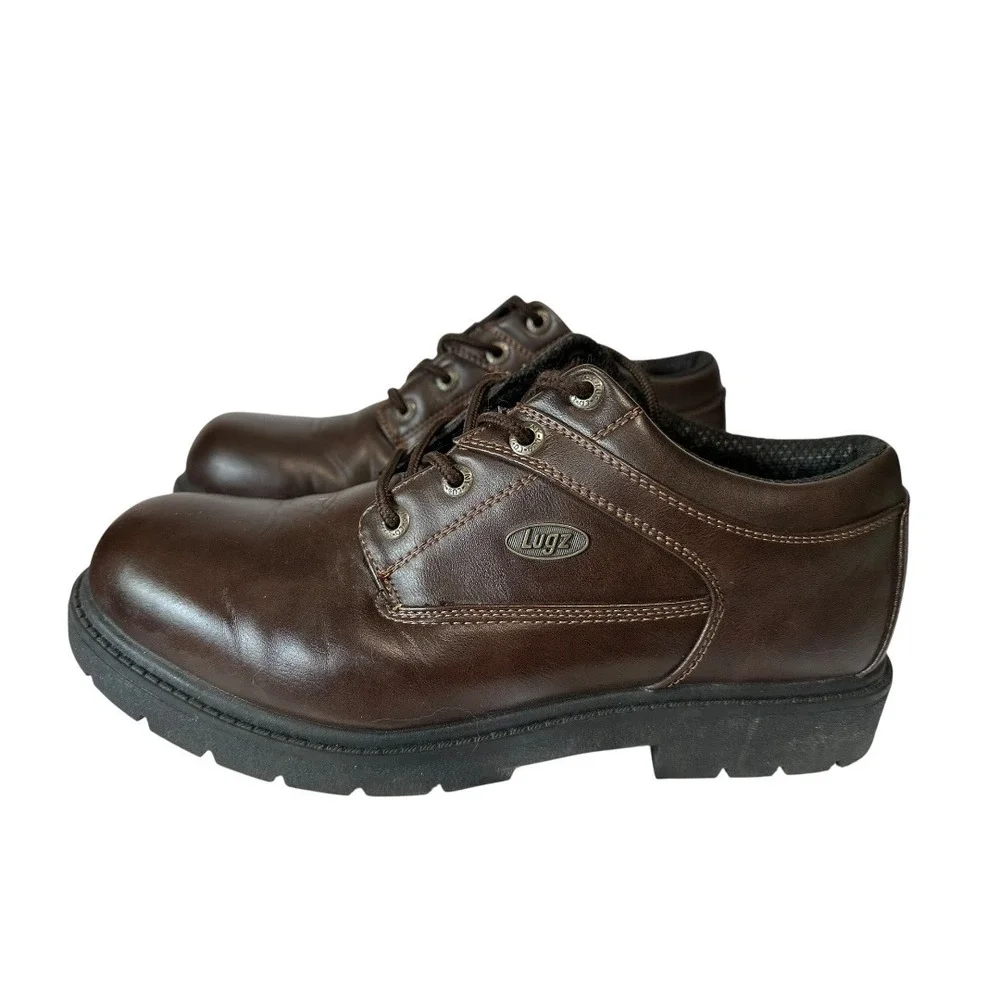 Lugz Oxford Work Shoes Mens 12 Brown Good Slip Resistant MSVYV-245‎